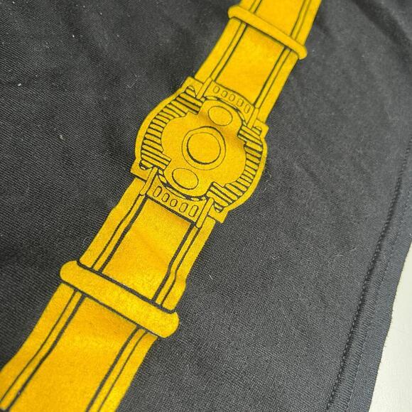 Vintage 1990 DC Comics Batman Long Sleeve Shirt Youth L Black Yellow Logo Belt - Picture 5 of 10